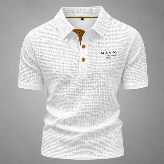 Men's Lightweight Textured Polo Shirt | Modern Fit Summer Top
