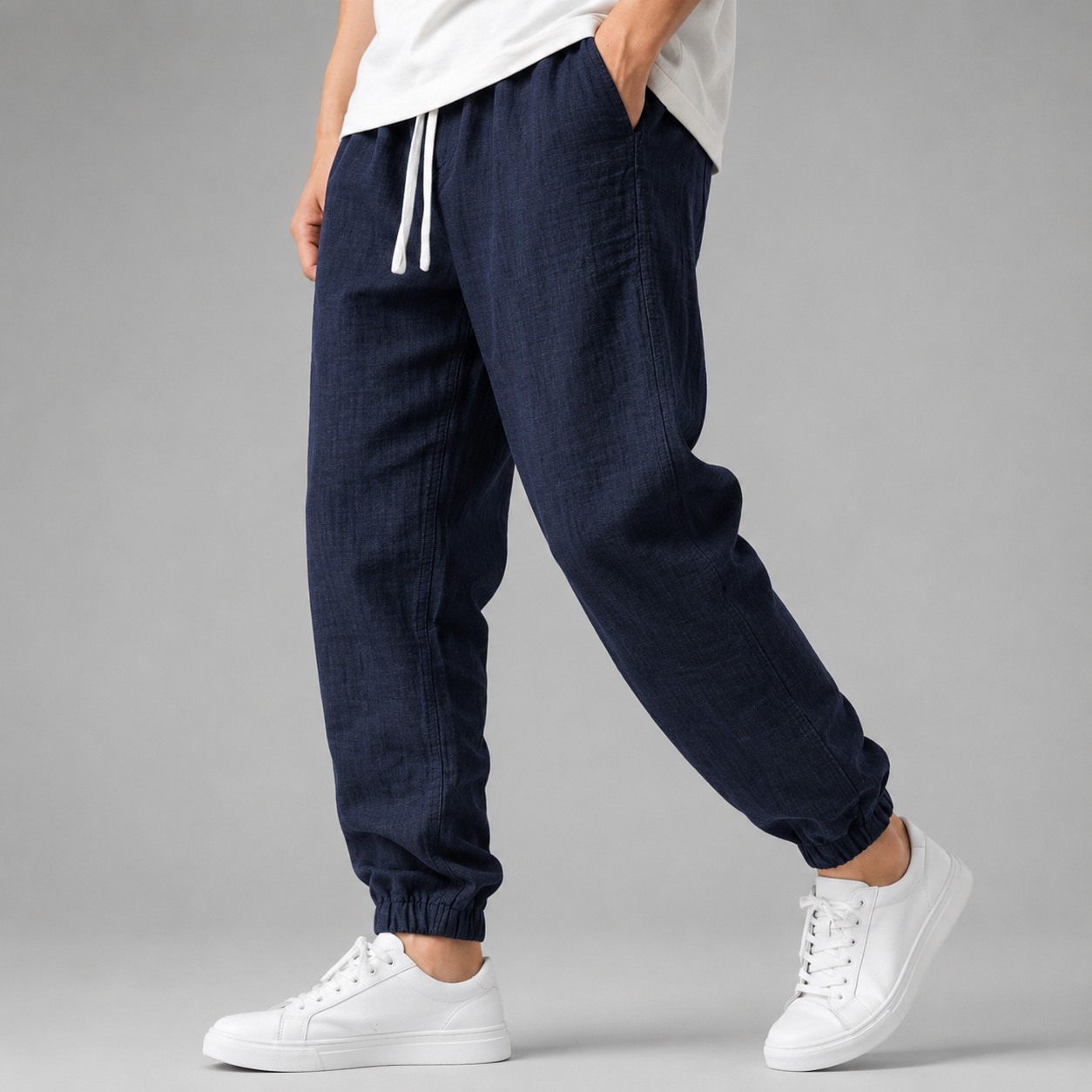 Men's Cotton-Linen Joggers | Tapered Casual Pants for Spring and Summer