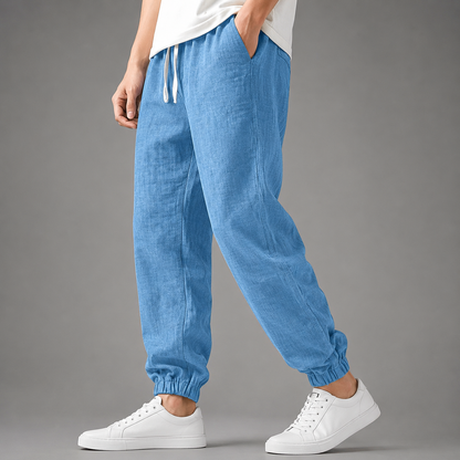 Men's Cotton-Linen Joggers | Tapered Casual Pants for Spring and Summer