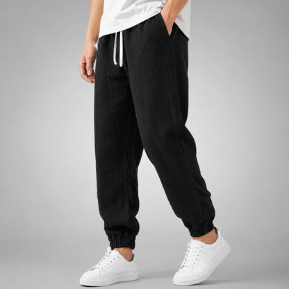 Men's Cotton-Linen Joggers | Tapered Casual Pants for Spring and Summer