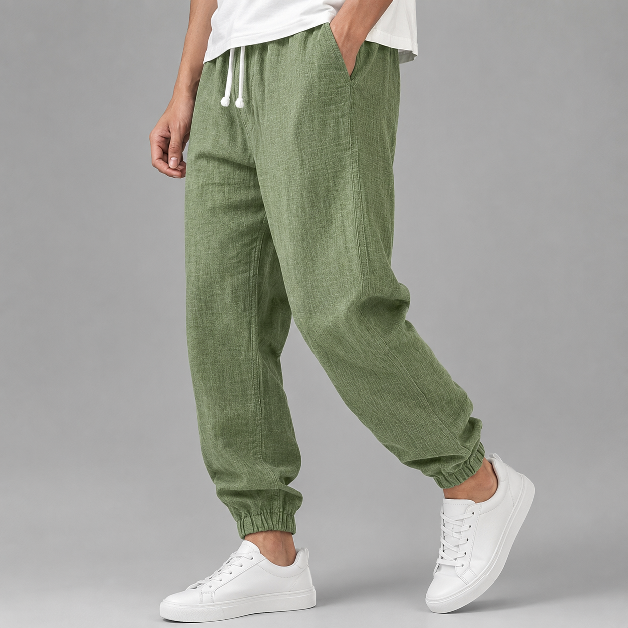 Men's Cotton-Linen Joggers | Tapered Casual Pants for Spring and Summer
