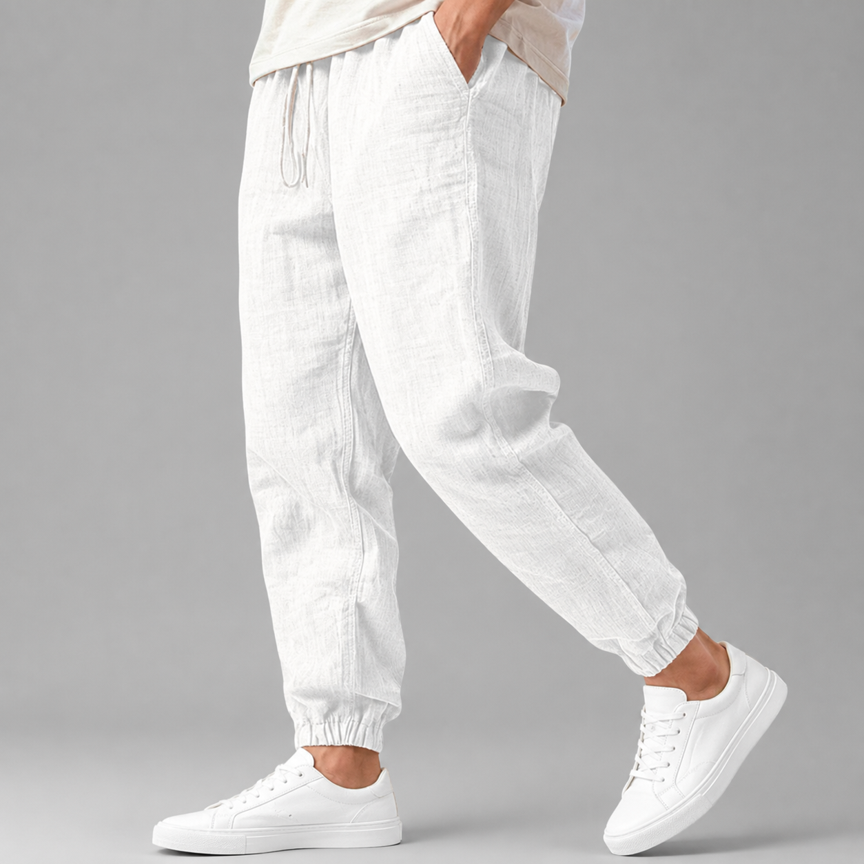 Men's Cotton-Linen Joggers | Tapered Casual Pants for Spring and Summer