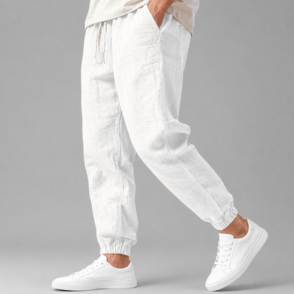 Men's Cotton-Linen Joggers | Tapered Casual Pants for Spring and Summer