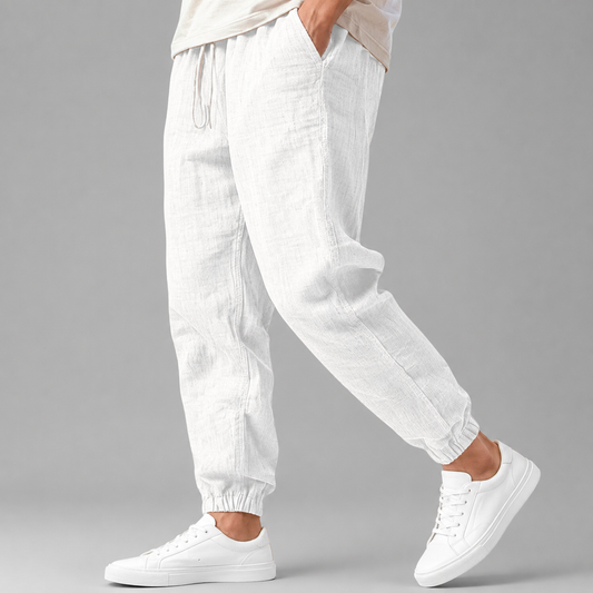 Men's Cotton-Linen Joggers | Tapered Casual Pants for Spring and Summer
