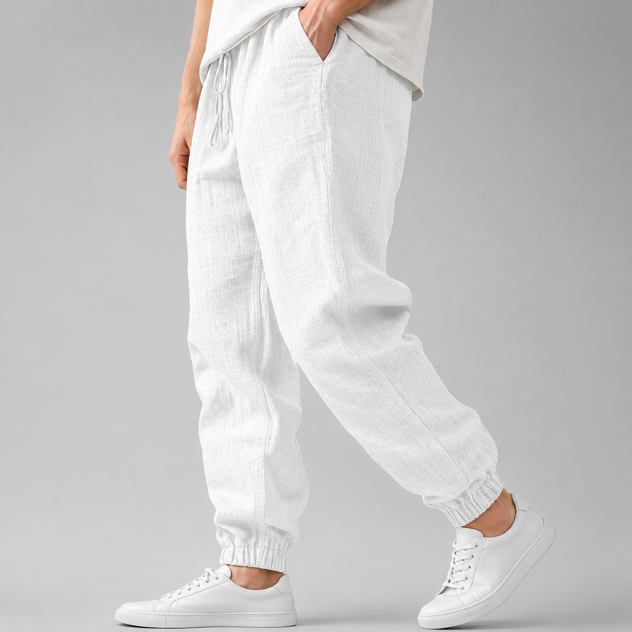 Men's Cotton-Linen Joggers | Tapered Casual Pants for Spring and Summer