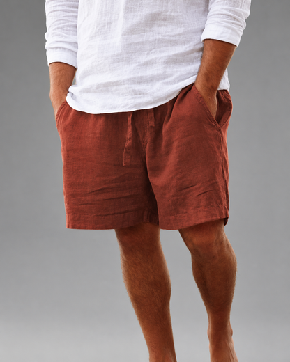 Men's Cotton Linen Blend Shorts | Relaxed Fit Casual Summer Wear