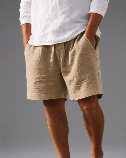 Men's Cotton Linen Blend Shorts | Relaxed Fit Casual Summer Wear