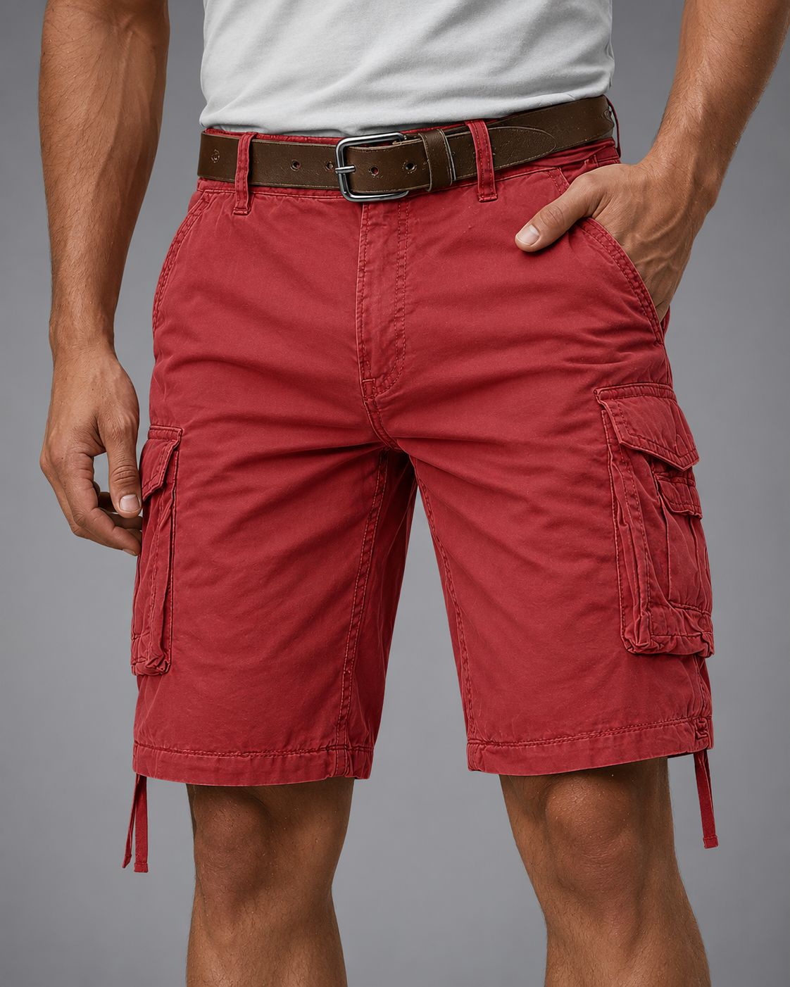 Men's Lightweight Polyester Cargo Shorts | Relaxed Fit Multi-Pocket Summer Shorts