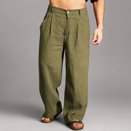 Men's Relaxed Wide Leg Linen Pants – Lightweight Breathable Fabric