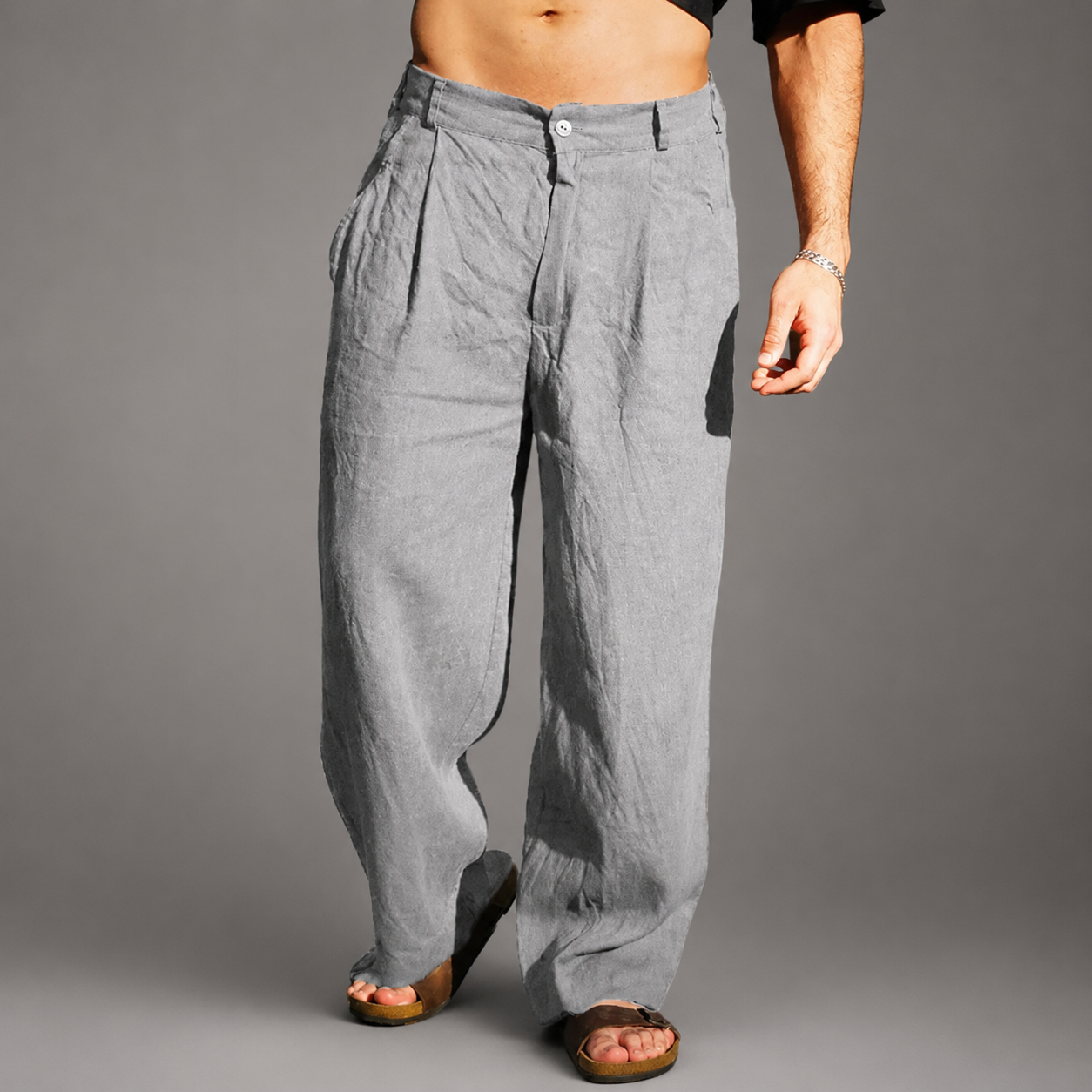 Men's Relaxed Wide Leg Linen Pants – Lightweight Breathable Fabric