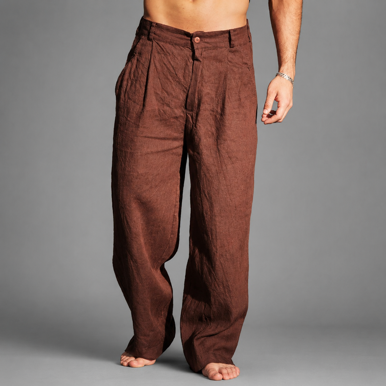 Men's Relaxed Wide Leg Linen Pants – Lightweight Breathable Fabric