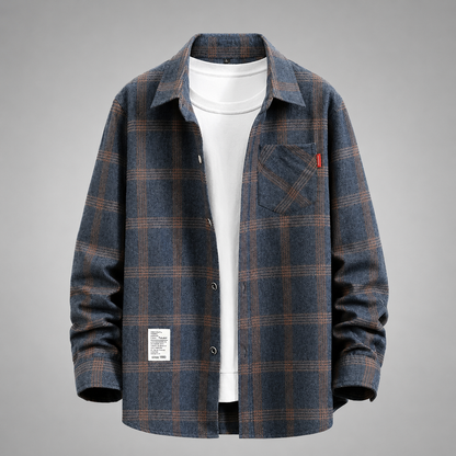 Men's Cotton-Blend Plaid Flannel Shirt – Relaxed Fit with Button-Up Closure