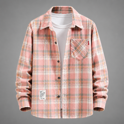 Men's Cotton-Blend Plaid Flannel Shirt – Relaxed Fit with Button-Up Closure