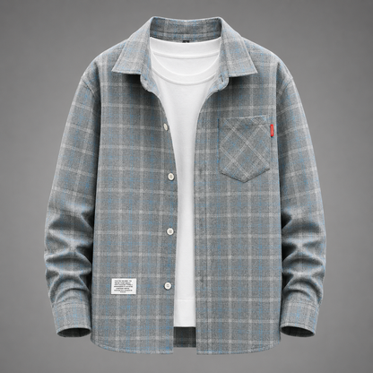 Men's Cotton-Blend Plaid Flannel Shirt – Relaxed Fit with Button-Up Closure