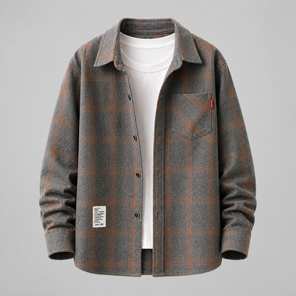 Men's Cotton-Blend Plaid Flannel Shirt – Relaxed Fit with Button-Up Closure
