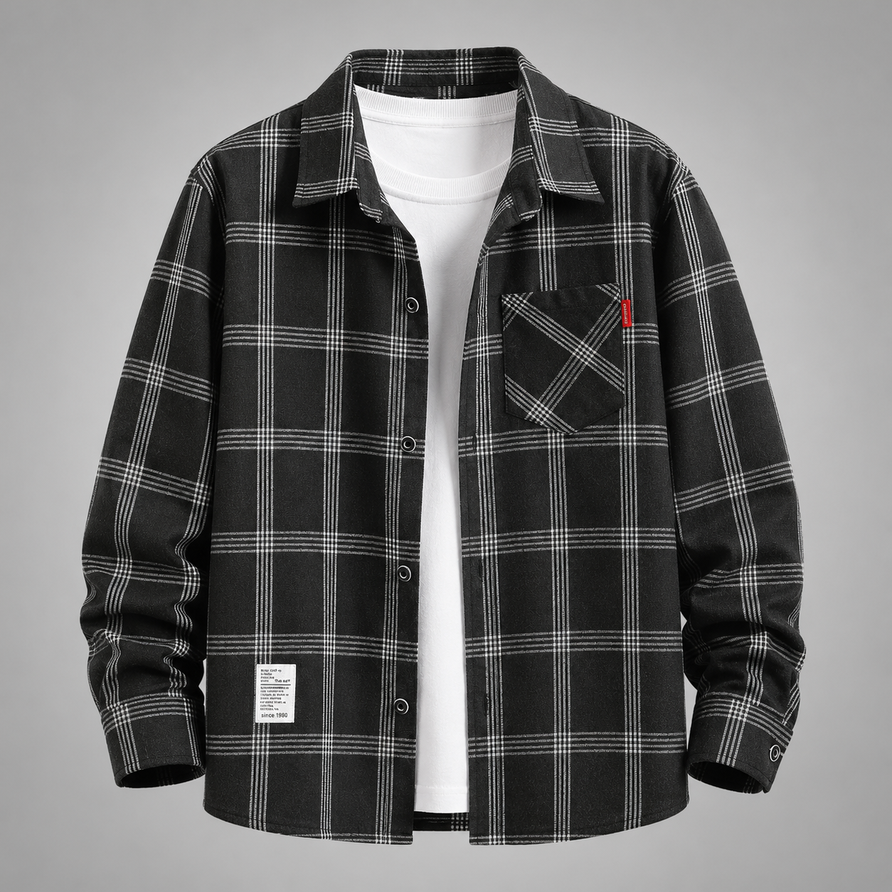 Men's Cotton-Blend Plaid Flannel Shirt – Relaxed Fit with Button-Up Closure