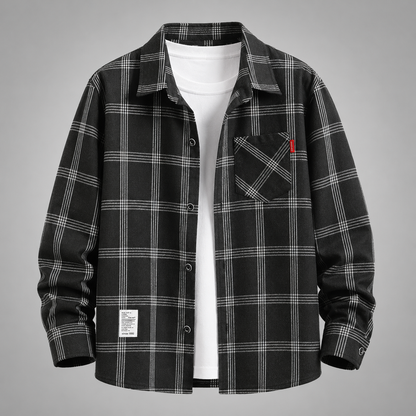Men's Cotton-Blend Plaid Flannel Shirt – Relaxed Fit with Button-Up Closure