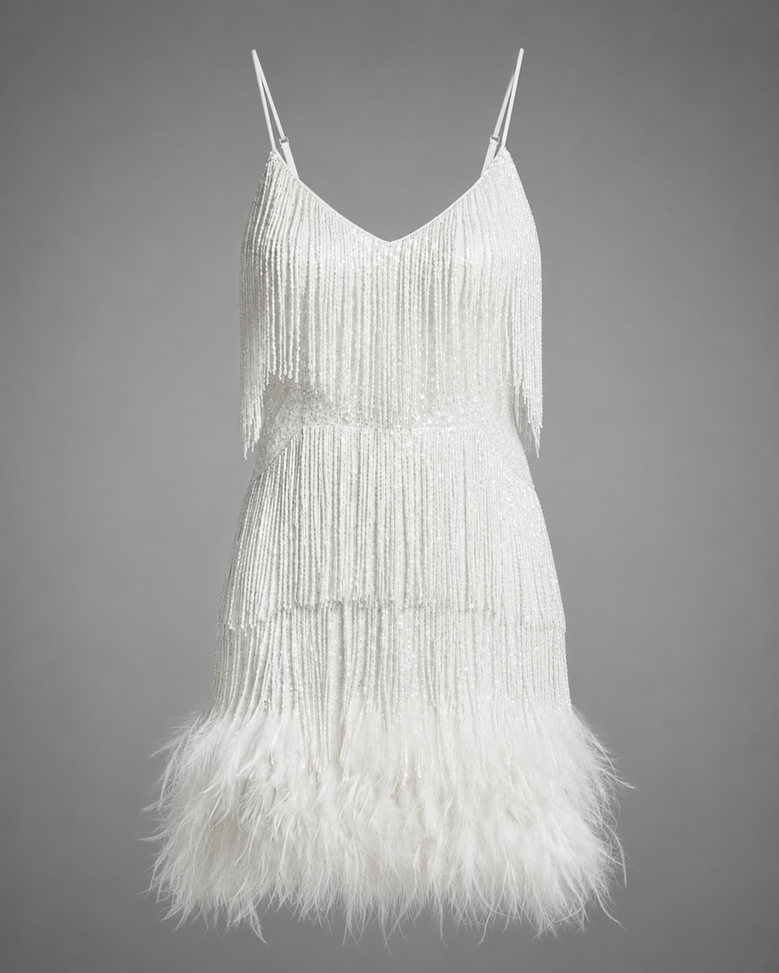 Women's Lace Cocktail Dress – Slim Fit with Spaghetti Straps – Feather Hem