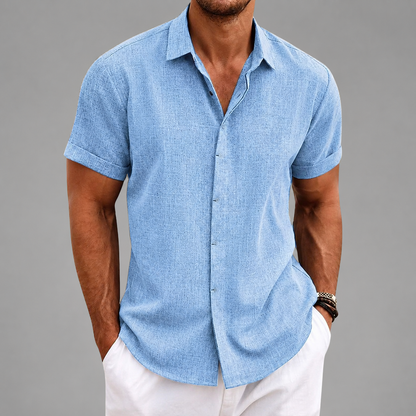 Men's Linen Shirt – Short Sleeve with Classic Turn-Down Collar