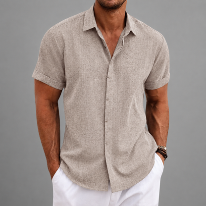 Men's Linen Shirt – Short Sleeve with Classic Turn-Down Collar