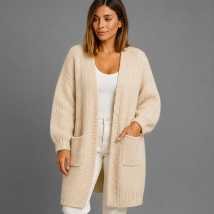 Women's Long Cardigan – Relaxed Fit with Open Front