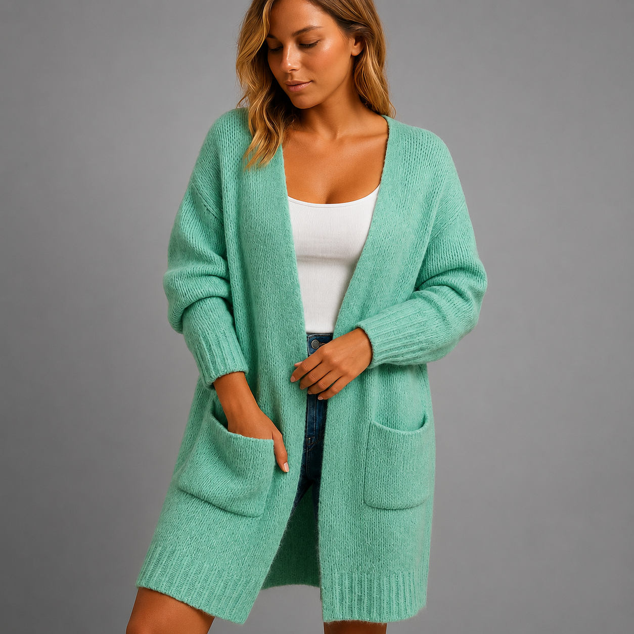Women's Long Cardigan – Relaxed Fit with Open Front