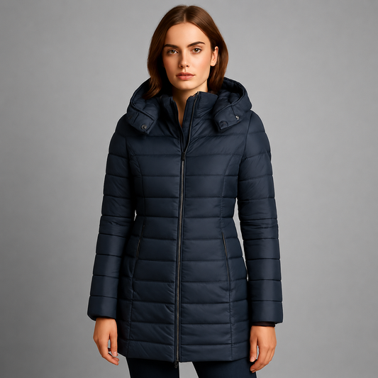 Women's Lightweight Down Puffer Jacket – Quilted Design, Streamlined Silhouette