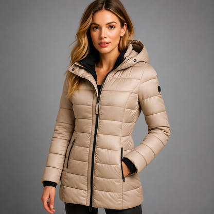 Women's Lightweight Down Puffer Jacket – Quilted Design, Streamlined Silhouette