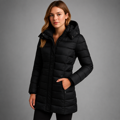 Women's Lightweight Down Puffer Jacket – Quilted Design, Streamlined Silhouette