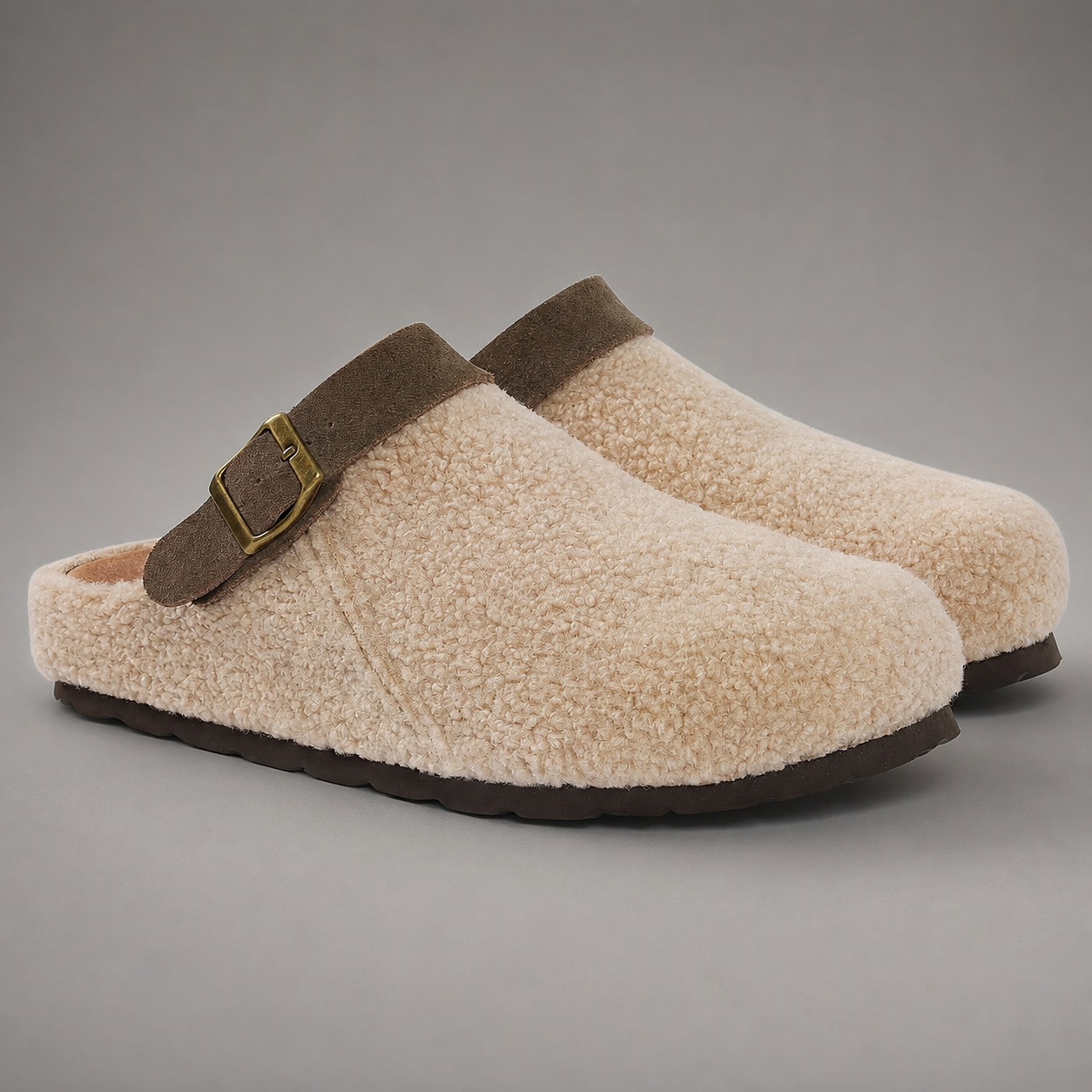 Women's Faux Fur Clogs Slippers – Adjustable Strap with Arch Support