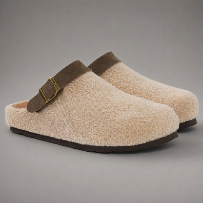 Women's Faux Fur Clogs Slippers – Adjustable Strap with Arch Support