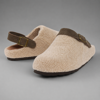 Women's Faux Fur Clogs Slippers – Adjustable Strap with Arch Support
