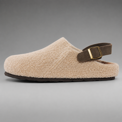 Women's Faux Fur Clogs Slippers – Adjustable Strap with Arch Support