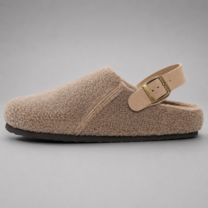 Women's Faux Fur Clogs Slippers – Adjustable Strap with Arch Support