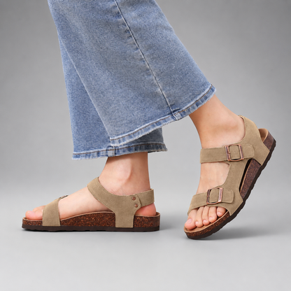 Women's Cork Sandals – Adjustable Double Buckle – Casual Outdoor Style