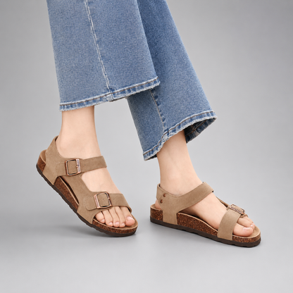 Women's Cork Sandals – Adjustable Double Buckle – Casual Outdoor Style