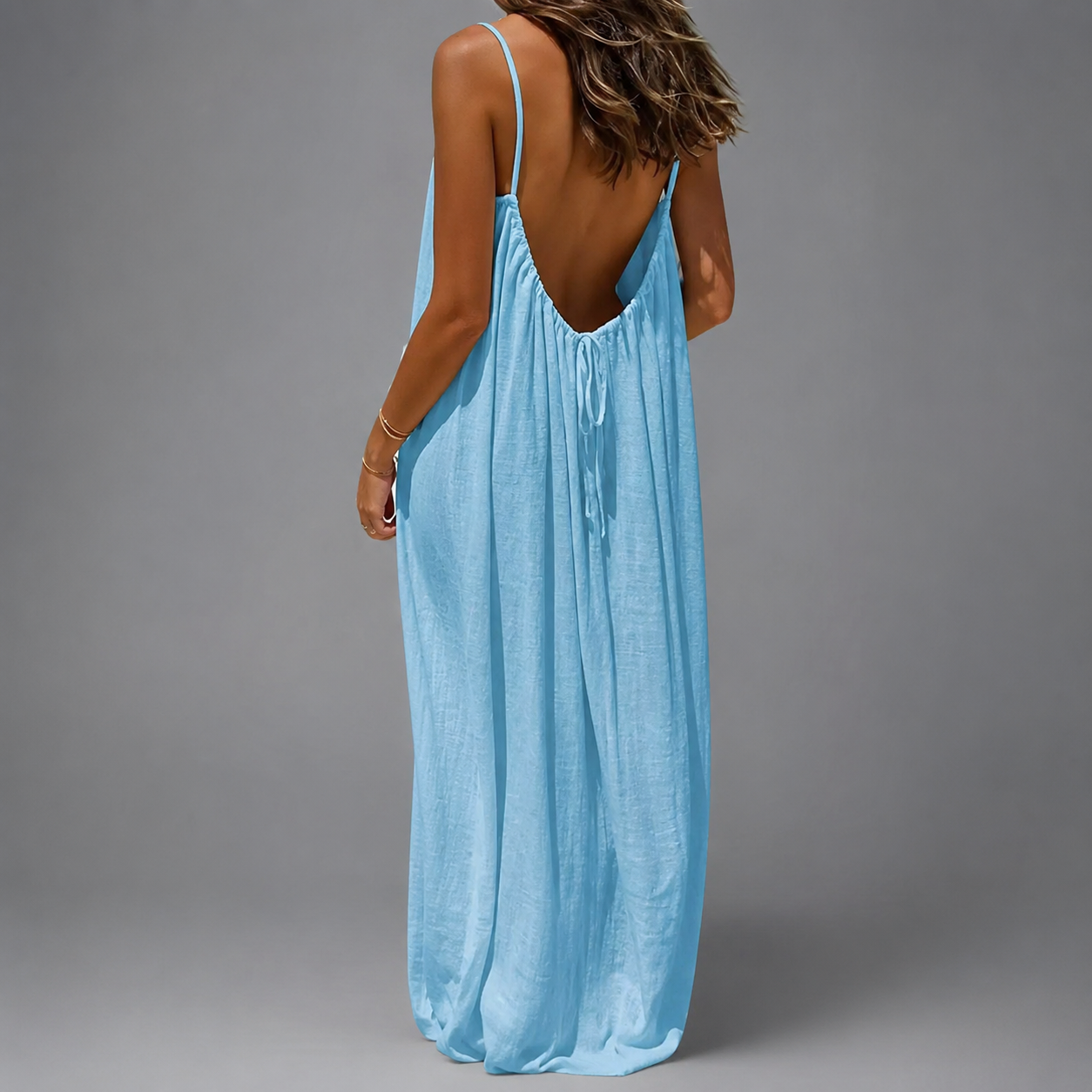 Women's Soft Maxi Dress – Strapless Backless Design, Loose Fit