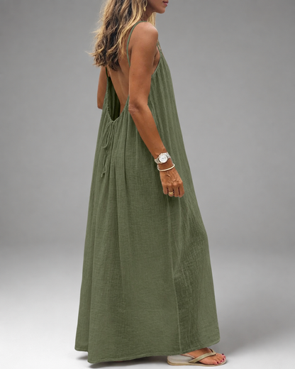 Women's Soft Maxi Dress – Strapless Backless Design, Loose Fit