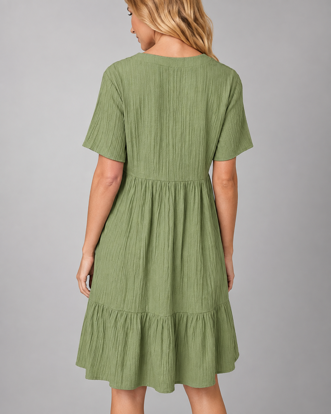 Women's Lightweight Bohemian Mini Dress – V Neck with Ruffles, A-Line Silhouette