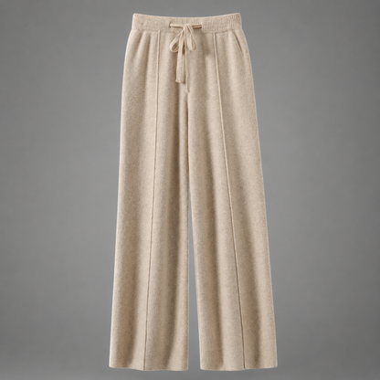 Women's Cashmere Knit Wide Leg Pants – Relaxed Fit for Autumn/Winter
