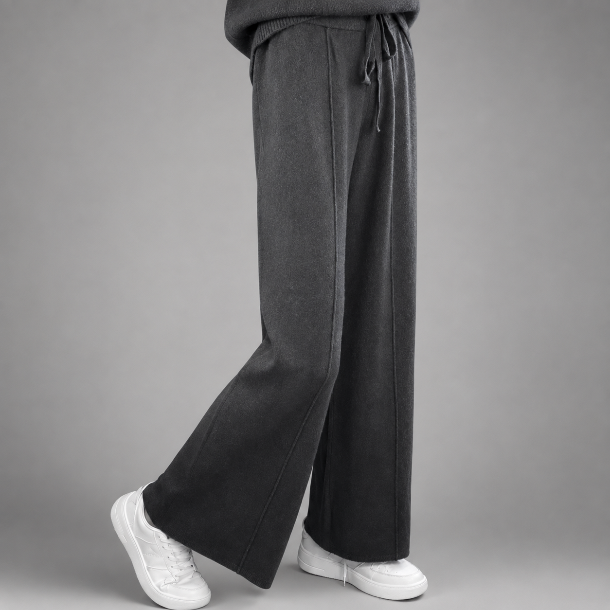 Women's Cashmere Knit Wide Leg Pants – Relaxed Fit for Autumn/Winter