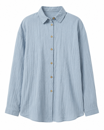 Women's Long Sleeve Button-Up Shirt – Tailored Fit with Structured Collar