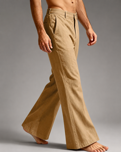 Men's Linen Blend Wide Leg Pants – High Waist Casual Fit