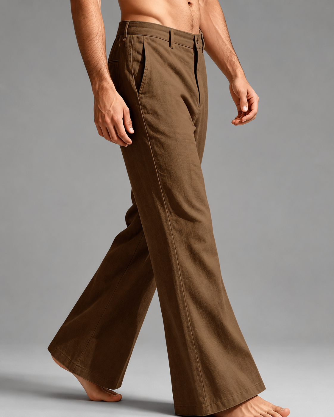 Men's Linen Blend Wide Leg Pants – High Waist Casual Fit