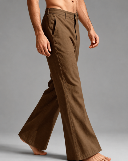 Men's Linen Blend Wide Leg Pants – High Waist Casual Fit