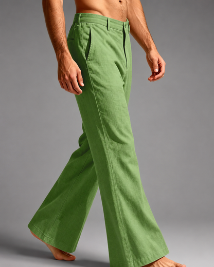 Men's Linen Blend Wide Leg Pants – High Waist Casual Fit