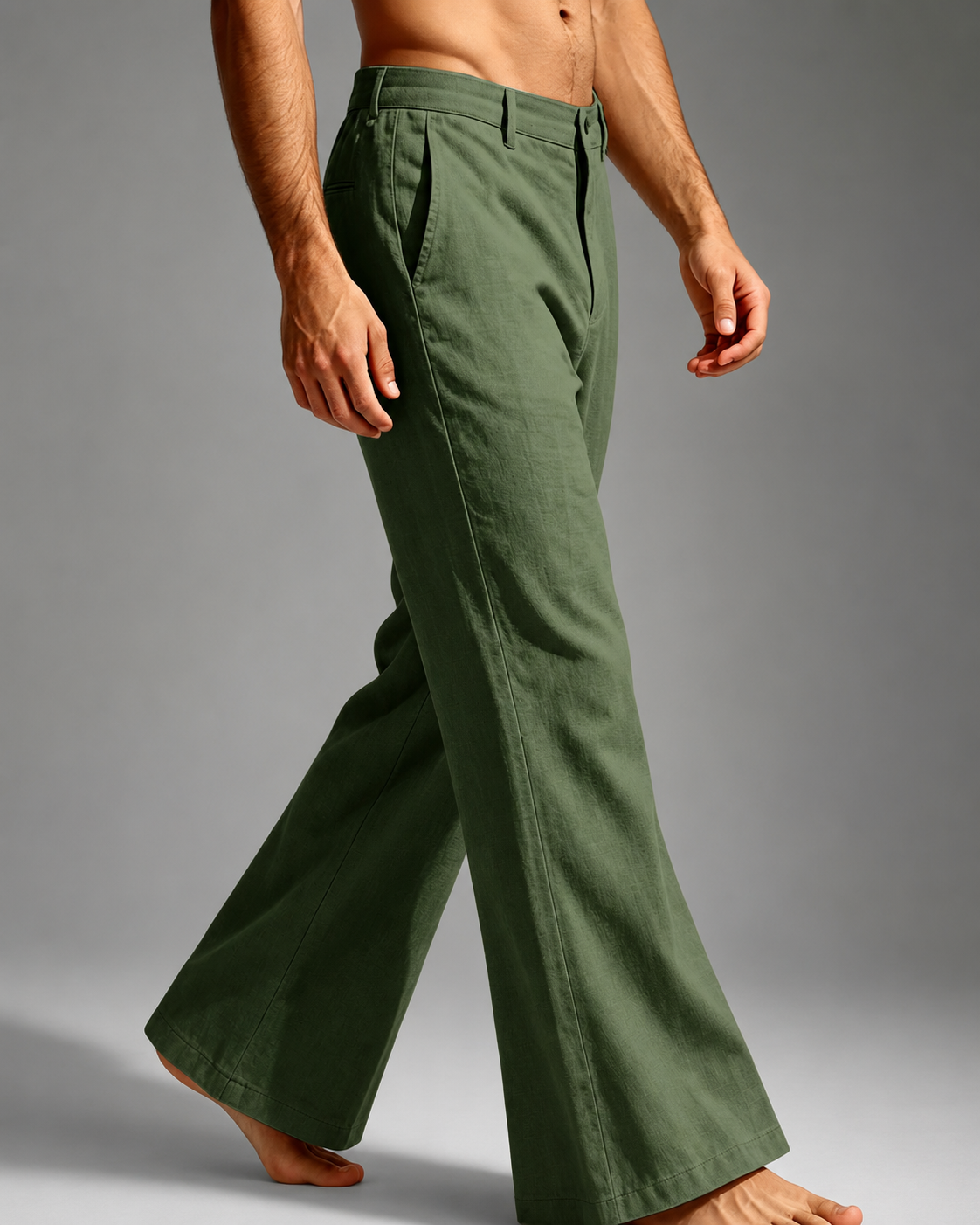 Men's Linen Blend Wide Leg Pants – High Waist Casual Fit