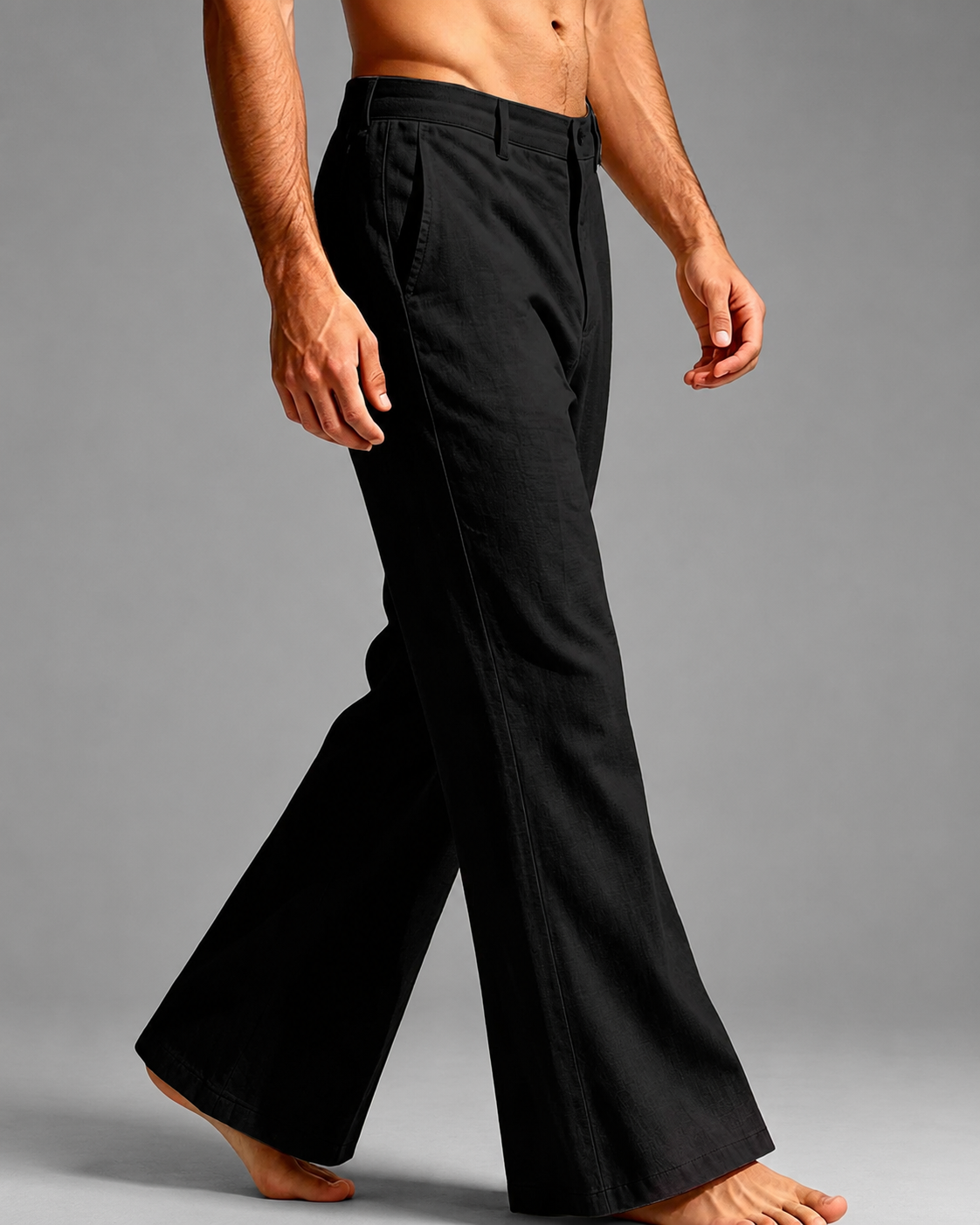 Men's Linen Blend Wide Leg Pants – High Waist Casual Fit