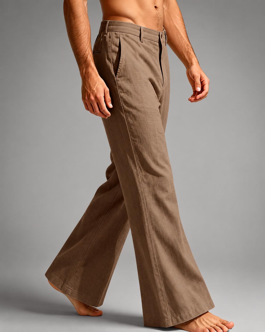 Men's Linen Blend Wide Leg Pants – High Waist Casual Fit