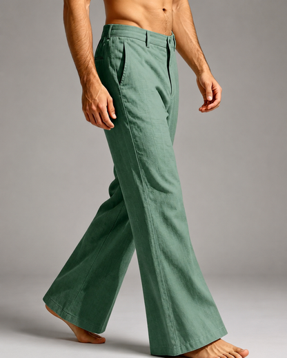 Men's Linen Blend Wide Leg Pants – High Waist Casual Fit